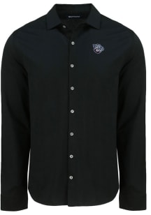 Cutter and Buck Lehigh Valley Ironpigs Mens Black Advantage Soft Pique Long Sleeve Dress Shirt