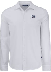 Cutter and Buck Lehigh Valley Ironpigs Mens White Advantage Soft Pique Long Sleeve Dress Shirt