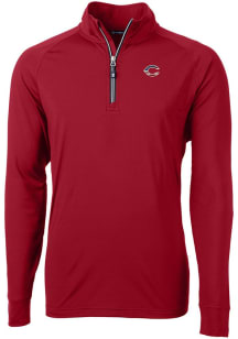 Cutter and Buck Cincinnati Reds Mens Cardinal Stars and Stripes Adapt Eco Knit Long Sleeve Qtr Zip..