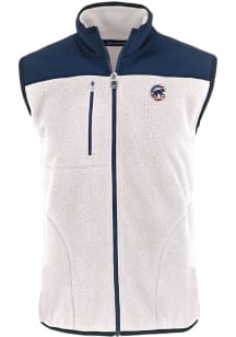 Cutter and Buck Chicago Cubs Mens Grey Stars and Stripes Cascade Sherpa Sleeveless Jacket