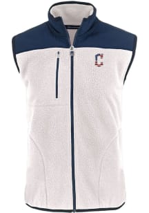 Cutter and Buck Cleveland Guardians Mens Grey Stars and Stripes Cascade Sherpa Sleeveless Jacket