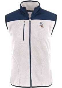 Cutter and Buck Chicago White Sox Mens Grey Stars and Stripes Cascade Sherpa Sleeveless Jacket