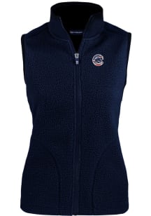 Cutter and Buck Chicago Cubs Womens Navy Blue Stars and Stripes Cascade Sherpa Vest