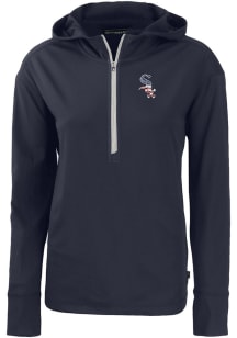 Cutter and Buck Chicago White Sox Womens Navy Blue Stars and Stripes Daybreak Hood 1/4 Zip Pullo..