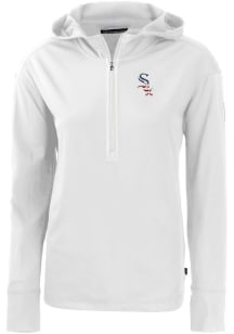 Cutter and Buck Chicago White Sox Womens White Stars and Stripes Daybreak Hood 1/4 Zip Pullover