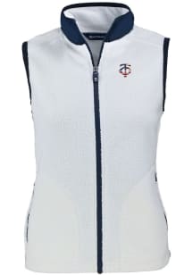 Cutter and Buck Minnesota Twins Womens Grey Stars and Stripes Cascade Sherpa Vest
