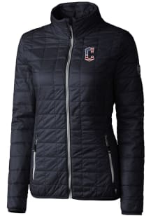 Cutter and Buck Cleveland Guardians Womens Silver Stars and Stripes Rainier PrimaLoft Filled Jac..