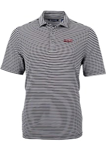 Cutter and Buck Texas Tech Red Raiders Mens Black Vault Virtue Eco Pique Stripe Short Sleeve Polo