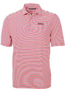 Cutter and Buck Texas Tech Red Raiders Mens Red Vault Virtue Eco Pique Stripe Short Sleeve Polo