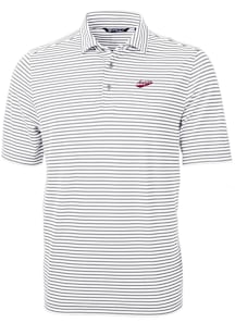 Cutter and Buck New Mexico State Aggies Mens Grey Vault Virtue Eco Pique Stripe Short Sleeve Polo