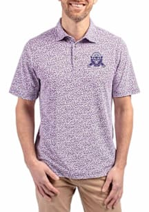 Cutter and Buck Northwestern Wildcats Mens Purple Vault Virtue Eco Pique Botanical Short Sleeve Po..