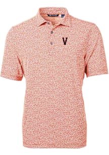 Cutter and Buck Virginia Cavaliers Mens Orange Vault Virtue Eco Pique Botanical Short Sleeve Polo
