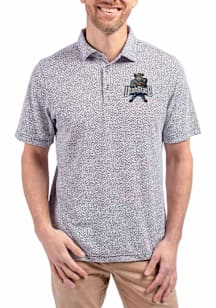 Cutter and Buck Utah State Aggies Mens Navy Blue Vault Virtue Eco Pique Botanical Short Sleeve Pol..