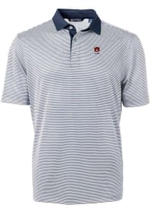 Cutter and Buck Auburn Tigers Mens Navy Blue Alumni Virtue Eco Pique Micro Stripe Short Sleeve P..