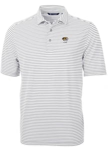 Cutter and Buck Missouri Tigers Mens Grey Alumni Virtue Eco Pique Stripe Short Sleeve Polo