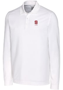 Cutter and Buck NC State Wolfpack White Alumni Advantage Pique Long Sleeve Big and Tall Polo