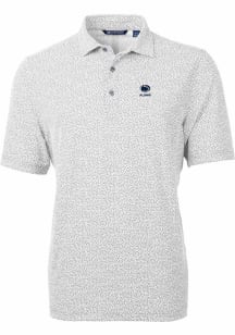 Mens Penn State Nittany Lions Grey Cutter and Buck Alumni Virtue Eco Pique Botanical Short Sleev..