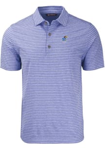 Cutter and Buck Kansas Jayhawks Mens Blue Alumni Forge Stripe Short Sleeve Polo