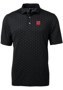 Nebraska Cornhuskers Black Cutter and Buck Alumni Virtue Eco Pique Tile Big and Tall Polo
