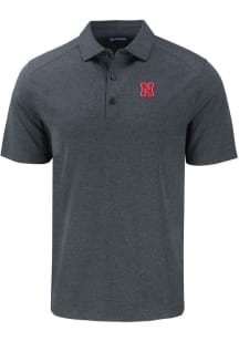 Nebraska Cornhuskers Black Cutter and Buck Alumni Forge Eco Stretch Big and Tall Polo