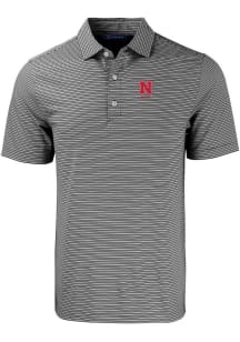 Nebraska Cornhuskers Black Cutter and Buck Alumni Forge Double Stripe Big and Tall Polo