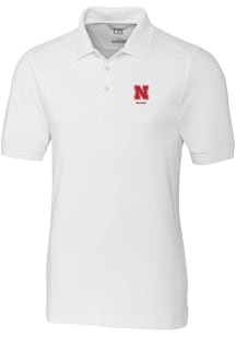 Nebraska Cornhuskers White Cutter and Buck Alumni Advantage Pique Big and Tall Polo