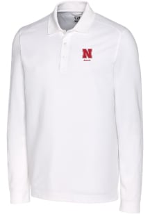 Nebraska Cornhuskers White Cutter and Buck Alumni Advantage Pique Long Sleeve Big and Tall Polo