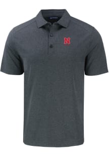 Cutter and Buck Nebraska Cornhuskers Mens Black Alumni Forge Recycled Short Sleeve Polo