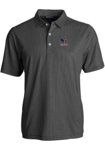 Cutter and Buck Delaware Fightin' Blue Hens Mens Black Pike Symmetry Short Sleeve Polo