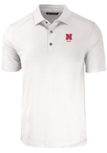 Cutter and Buck Nebraska Cornhuskers Mens White Alumni Forge Recycled Short Sleeve Polo