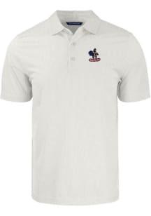 Cutter and Buck Delaware Fightin' Blue Hens Mens White Pike Symmetry Short Sleeve Polo