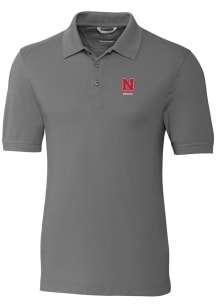 Cutter and Buck Nebraska Cornhuskers Mens Grey Alumni Advantage Short Sleeve Polo