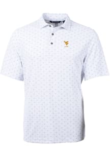 Cutter and Buck West Virginia Mountaineers White Alumni Virtue Eco Pique Tile Big and Tall Polo
