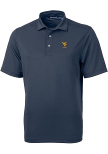 Cutter and Buck West Virginia Mountaineers Mens Navy Blue Alumni Virtue Eco Pique Short Sleeve P..