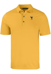 Cutter and Buck West Virginia Mountaineers Mens Gold Alumni Forge Recycled Short Sleeve Polo