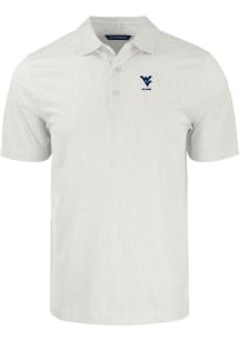 Cutter and Buck West Virginia Mountaineers Mens White Alumni Pike Symmetry Short Sleeve Polo
