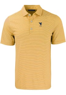 Cutter and Buck West Virginia Mountaineers Mens Gold Alumni Forge Double Stripe Short Sleeve Pol..