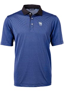 Cutter and Buck Kentucky Wildcats Mens Blue Alumni Virtue Eco Pique Micro Stripe Short Sleeve Polo