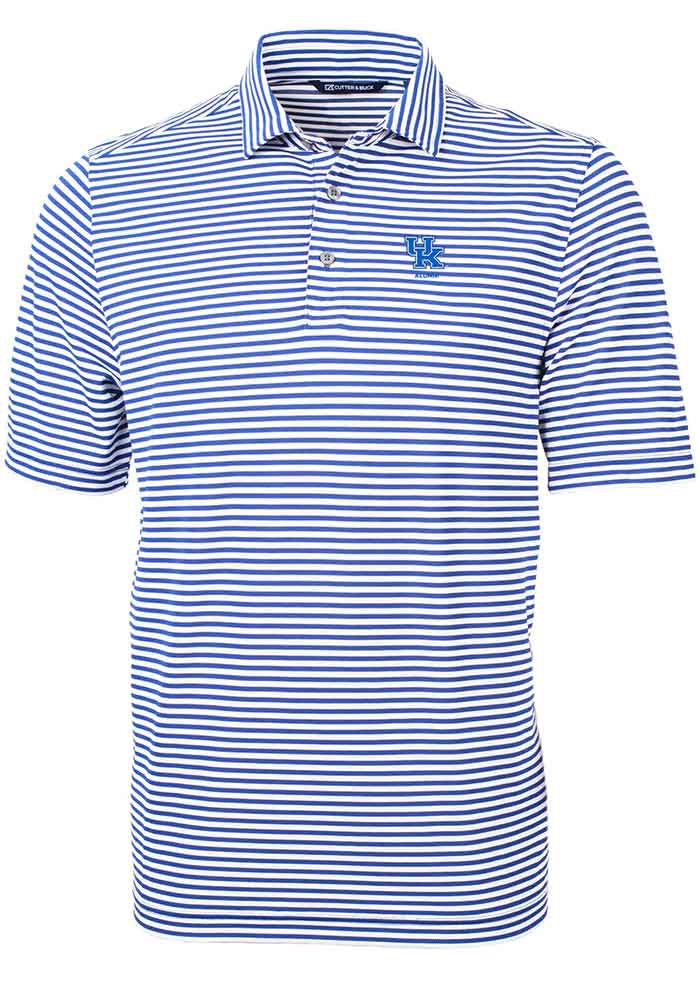 Cutter and Buck Kentucky Wildcats Mens Alumni Virtue Eco Pique Stripe Short Sleeve Polo