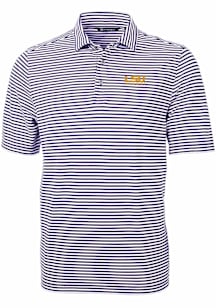 Cutter and Buck LSU Tigers Purple Alumni Virtue Eco Pique Stripe Big and Tall Polo