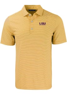 Cutter and Buck LSU Tigers Mens Gold Alumni Forge Double Stripe Short Sleeve Polo