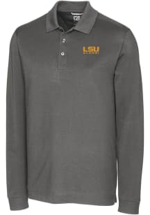 Cutter and Buck LSU Tigers Mens Grey Alumni Advantage Long Sleeve Polo Shirt