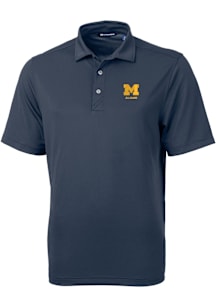 Cutter and Buck Michigan Wolverines Blue Alumni Virtue Eco Pique Big and Tall Polo