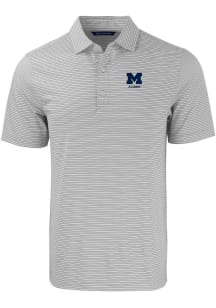 Michigan Wolverines Grey Cutter and Buck Alumni Forge Double Stripe Big and Tall Polo