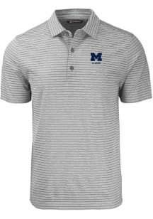 Michigan Wolverines Grey Cutter and Buck Alumni Forge Heather Stripe Big and Tall Polo