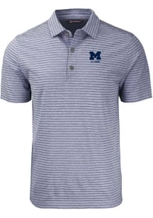 Michigan Wolverines Navy Blue Cutter and Buck Alumni Forge Heather Stripe Big and Tall Polo