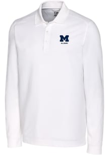 Michigan Wolverines White Cutter and Buck Alumni Advantage Pique Long Sleeve Big and Tall Polo