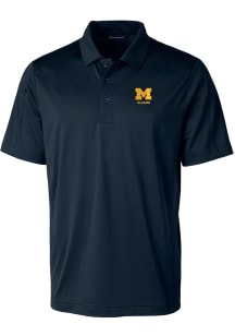 Mens Michigan Wolverines Navy Blue Cutter and Buck Alumni Prospect Short Sleeve Polo Shirt