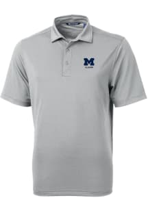 Mens Michigan Wolverines Grey Cutter and Buck Alumni Virtue Eco Pique Short Sleeve Polo Shirt