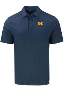 Mens Michigan Wolverines Navy Blue Cutter and Buck Alumni Forge Recycled Short Sleeve Polo Shirt